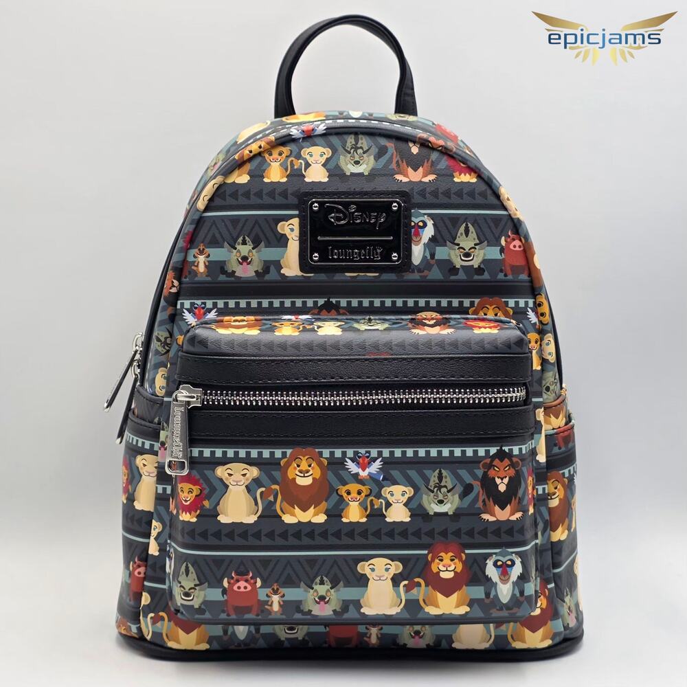 Loungefly Disney The Lion King Tribal Chibi Characters AOP Mini Backpack Bag New